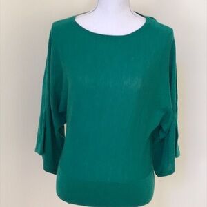 TALBOTS Size XS dark green merino wool Dolman sweater